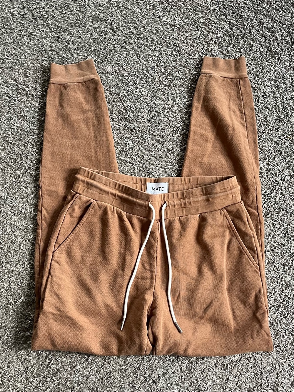 Mate the Label Organic Cotton Joggers Tan Drawstring Comfort Athleisure Pockets